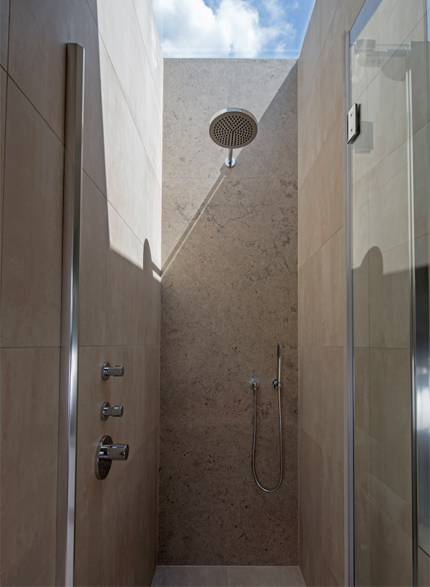 Shower with skylight above