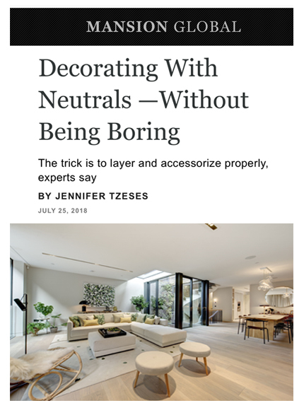 Mansion Global features Leverton House in article about decorating with neutrals